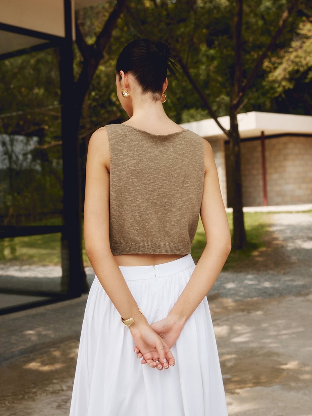 Commense Cotton Blends Crop Tank Top - Picture 3 of 4